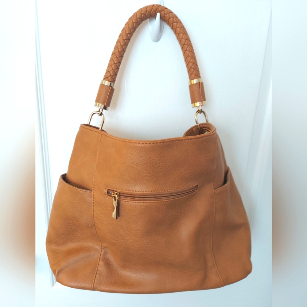 Le Miel Camel Brown Vegan Leather Hobo Bag